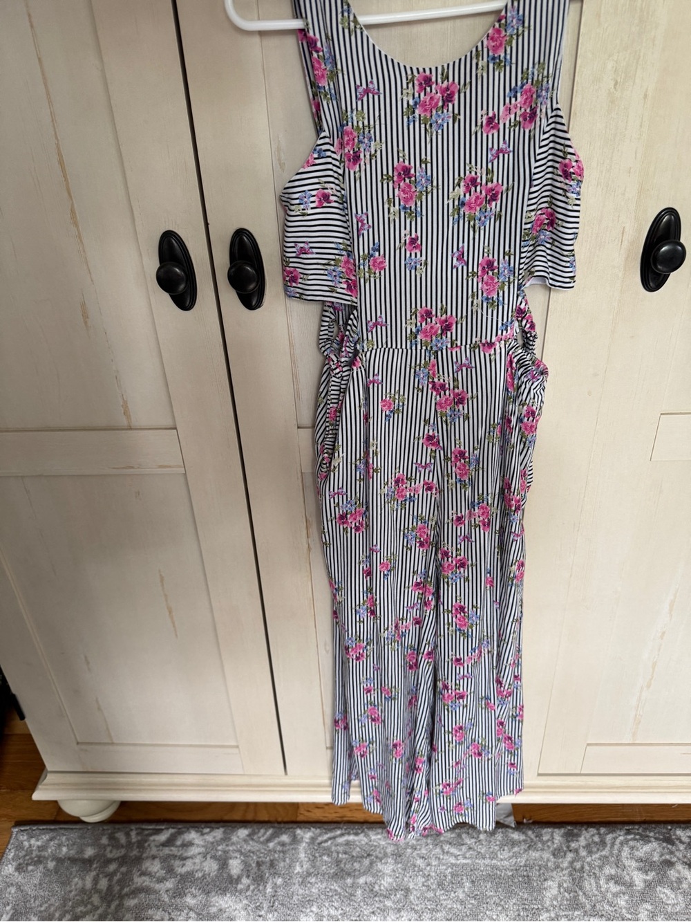 Ava & Yelly (Nordstrom) wide leg floral striped jumpsuit girls size 10